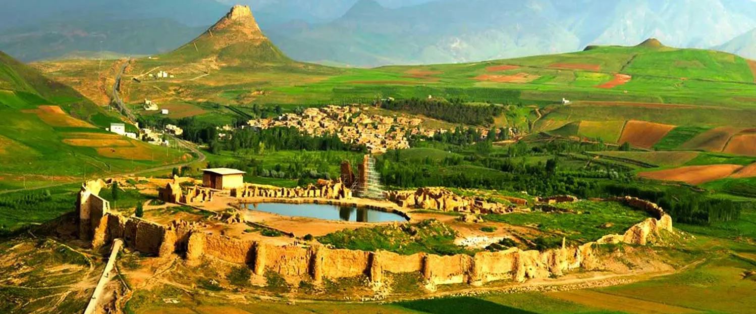 The archaeological site of Takht-e Soleyman, in north-western Iran, is situated in a valley set in a volcanic mountain region. The site includes the principal Zoroastrian sanctuary partly rebuilt in the Ilkhanid (Mongol) period (13th century) as well as a temple of the Sasanian period (6th and 7th centuries) dedicated to Anahita. The site has important symbolic significance. The designs of the fire temple, the palace and the general layout have strongly influenced the development of Islamic architecture.